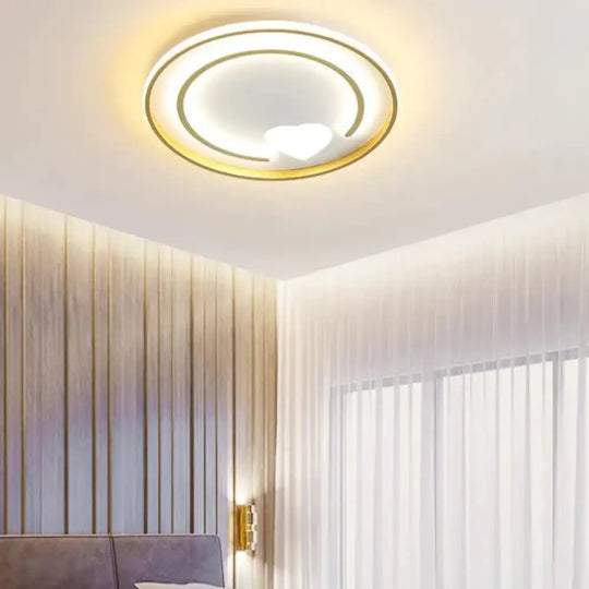 Minimalist Heart - Shaped Light In The Bedroom Led Ceiling Lamp 50Cm / White Light