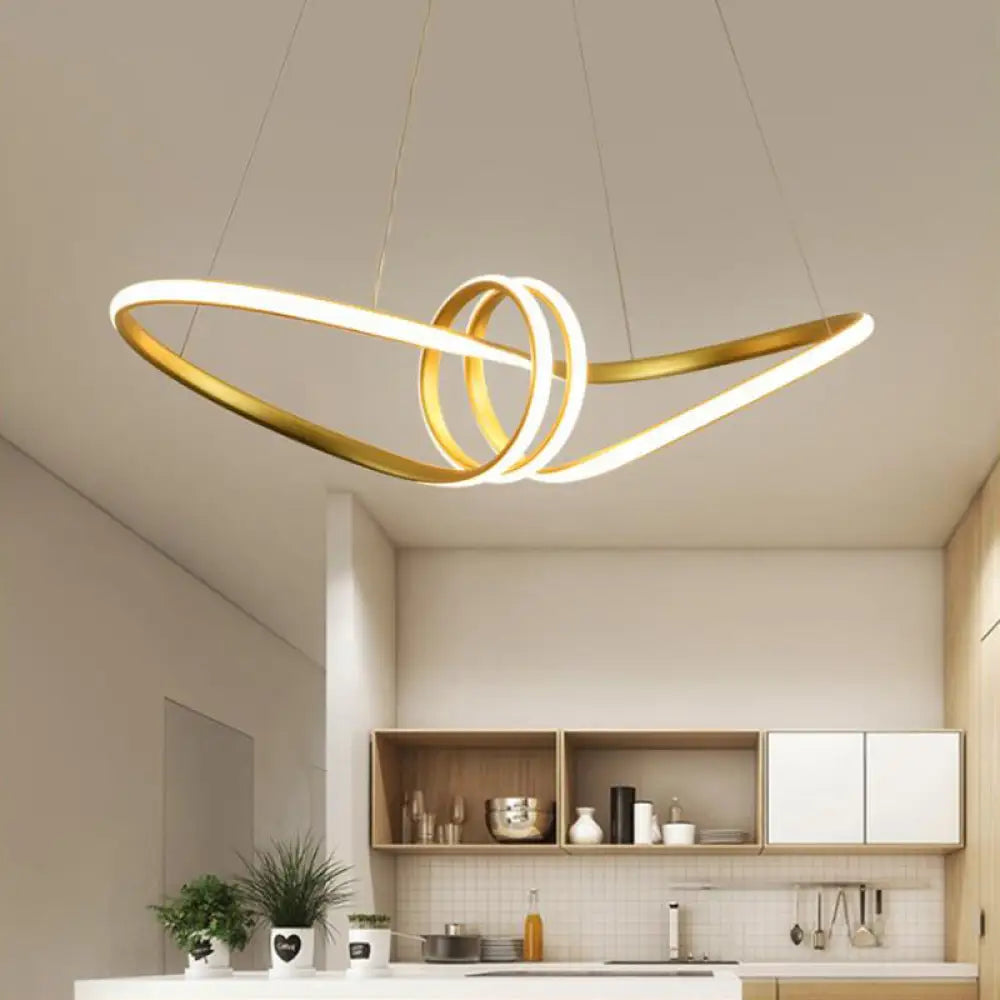 Minimalist Led Pendant Lamp Hanging Chandelier With Acrylic Shade Warm/White Light Gold / Warm