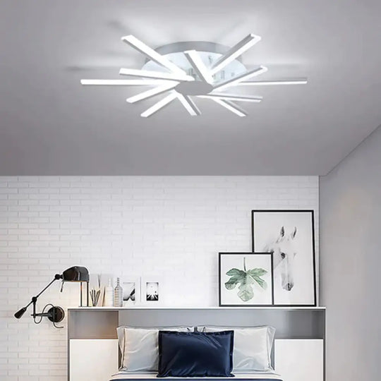 Minimalist Led Semi Flush Light For Living Room In White 6 /