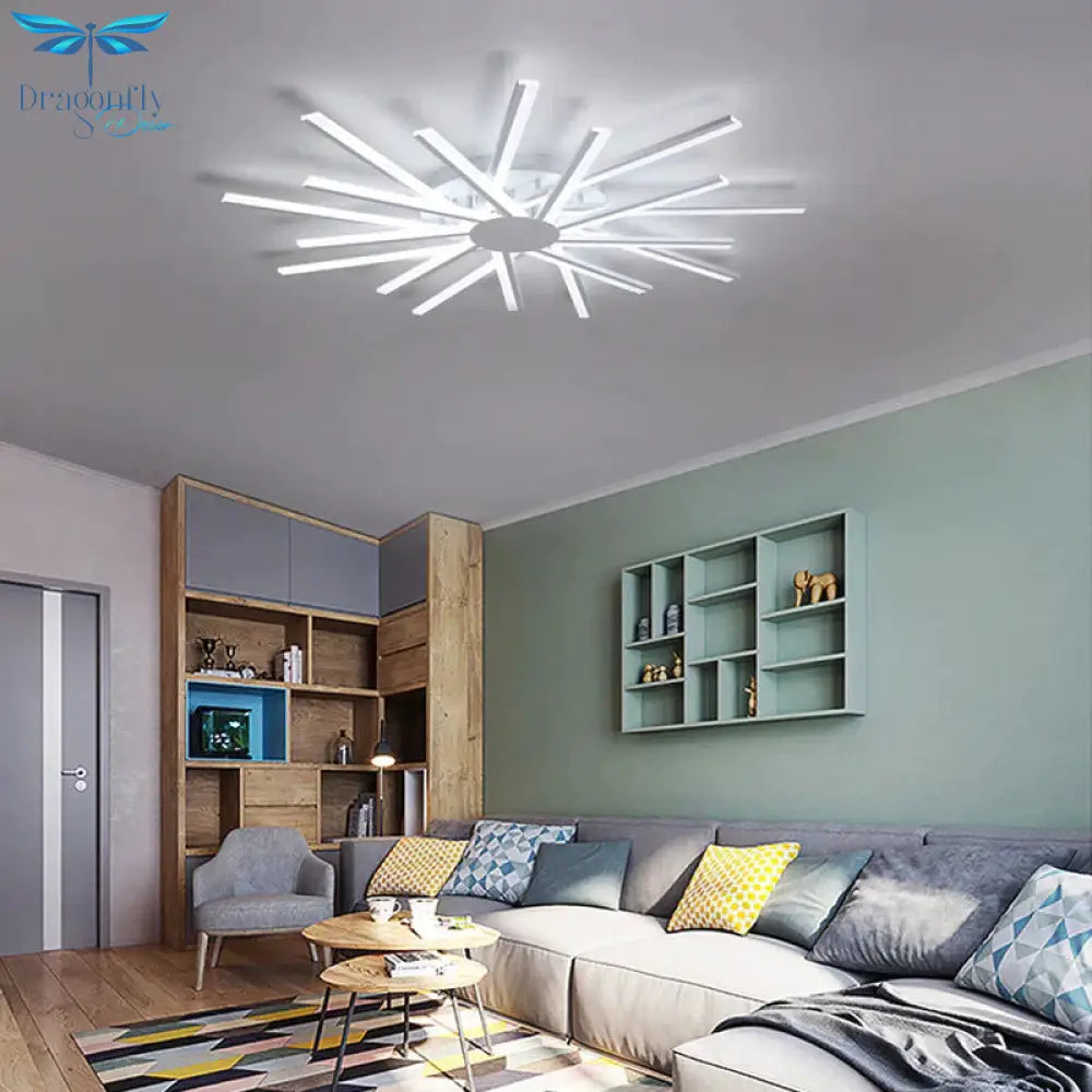 Minimalist Led Semi Flush Light For Living Room In White