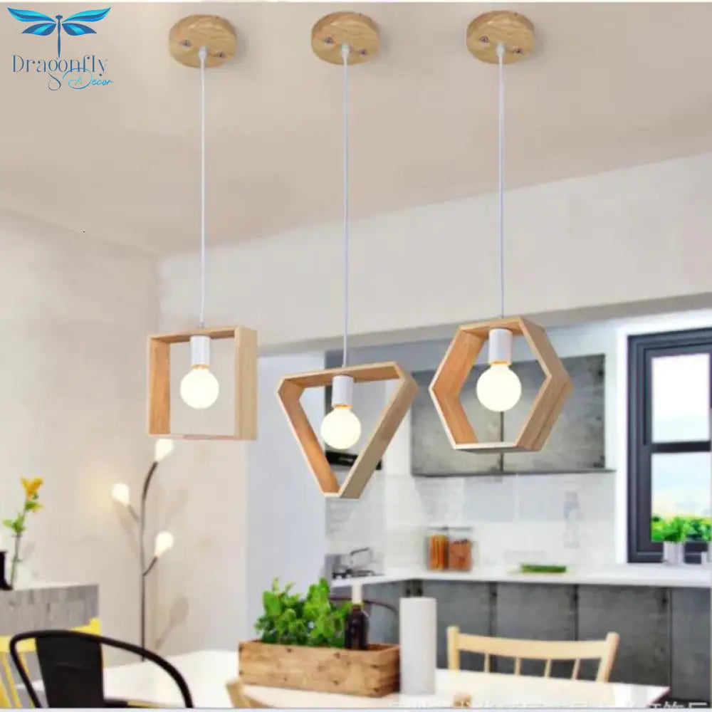 Minimalist Solid Wood Pendant Lights E27 Led Single Head Hanging Lamp For Living Room Bedroom Study