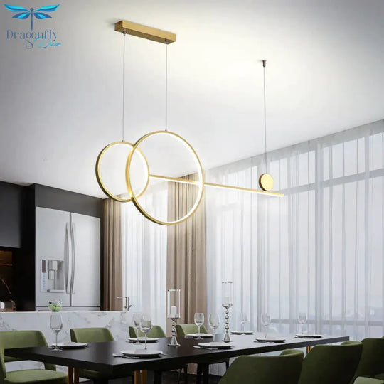 Modem Designer Light Luxury Dining Table Bar Chandelier Nordic Creative Personality Minimalist Ring