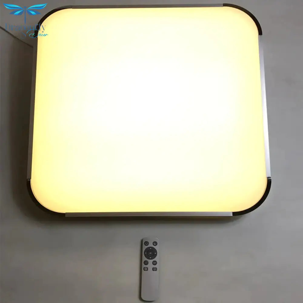 Modern 2.4G Rf Remote Control Square Aluminum Acrylic Led Ceiling Lamp Cold White + Warm White