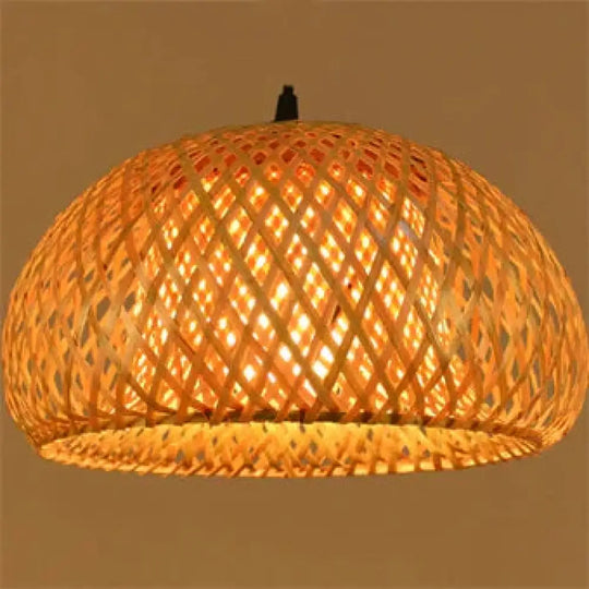 Modern Bamboo Hand Knitted Pendant Lamp For Dinning Living Room / Back Cable 100Cm Dia30Cm H18Cm