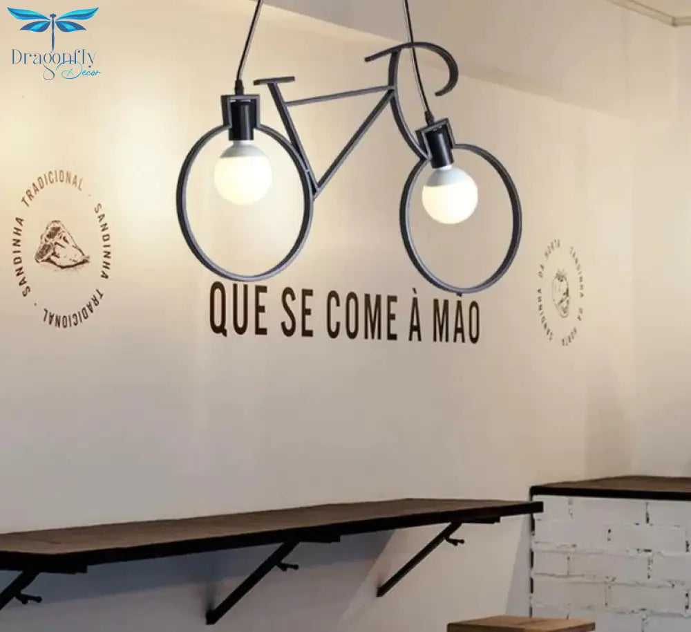 Modern Bicycle Decor Led Pendant Lights For Living Room Kitchen Coffee Lustre Pendente Hanging Lamp