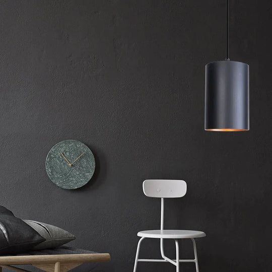 Modern Black Aluminum Pendant Light Led E27 Nordic Industrail Hanging Lamp For Living Room