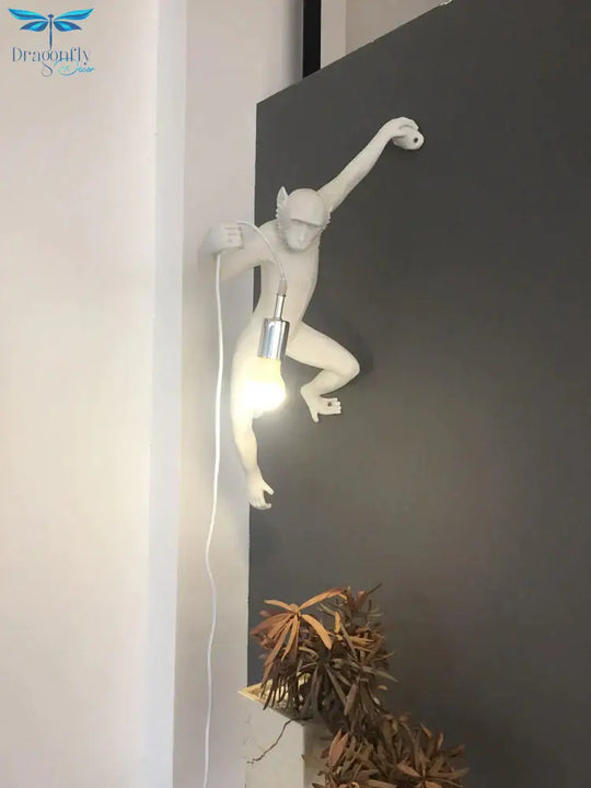 Modern Black Monkey Lamp Hemp Rope Pendant Lights American Country Resin Loft Industrial Hanging