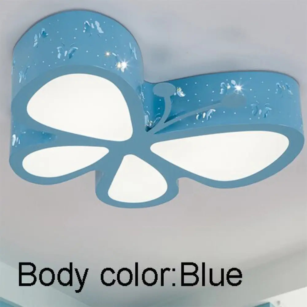 Modern Brief Children Bedroom Colorful Butterfly Hollow Iron Led Ceiling Lamp Home Deco Dining Room