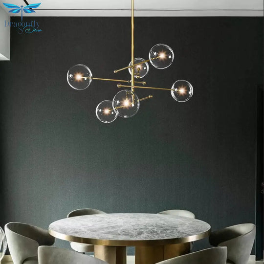 Modern Bronze Glass Pendant Light Bubbles Chandelier Study Living Room Restaurant Hanging Lamp Decor