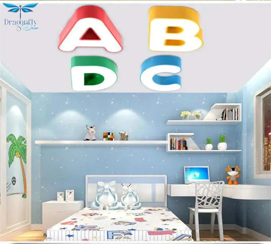 Modern Ceiling Led Lamp The Letter Metal Ironware Acrylic Colorful Iron Light Children Bedroom