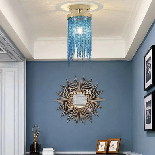 Modern Ceiling Light For Bar Lamp Dining Room Simple Silver Golden Blue Green Waterfall Lamps