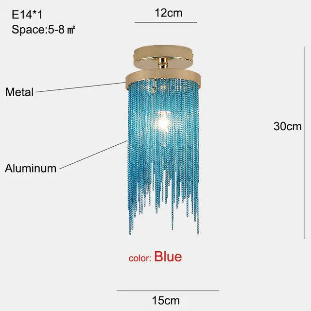 Modern Ceiling Light For Bar Lamp Dining Room Simple Silver Golden Blue Green Waterfall Lamps