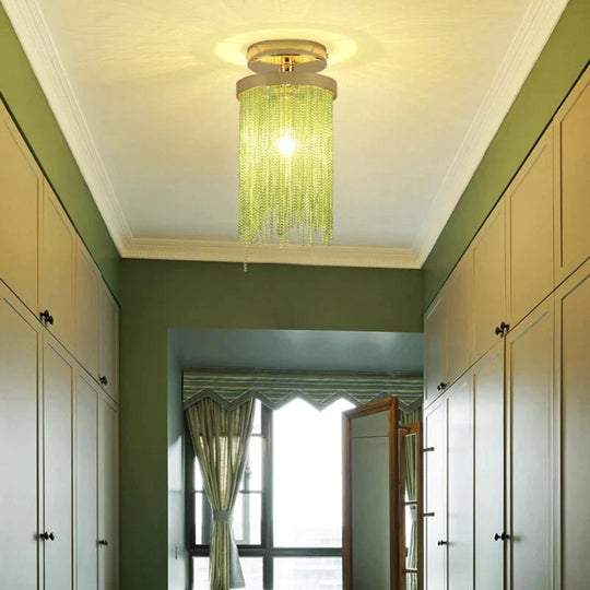 Modern Ceiling Light For Bar Lamp Dining Room Simple Silver Golden Blue Green Waterfall Lamps