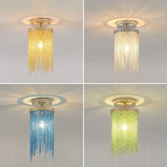 Modern Ceiling Light For Bar Lamp Dining Room Simple Silver Golden Blue Green Waterfall Lamps