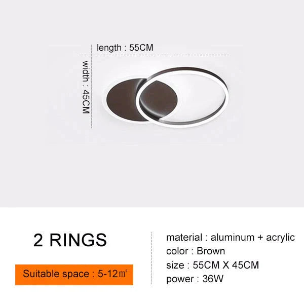 Modern Ceiling Lights For Living Room Circle Gold Brown Led Plafon Decor Bedroom Lamps Fixture With