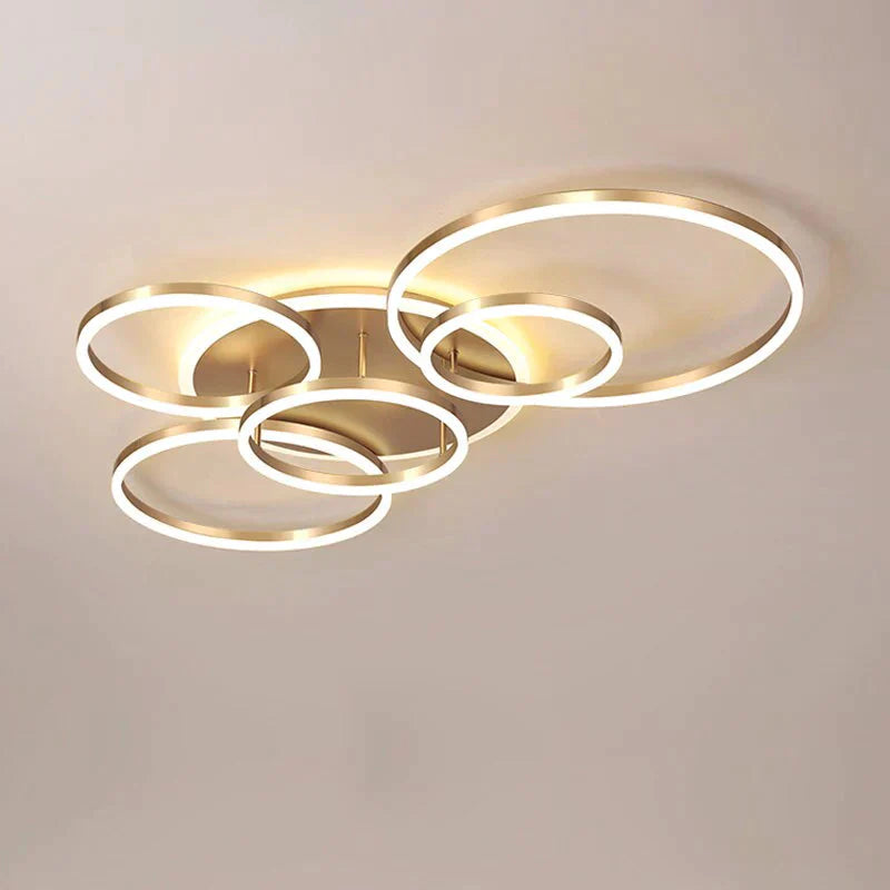 Modern Ceiling Lights For Living Room Circle Gold Brown Led Plafon Decor Bedroom Lamps Fixture With