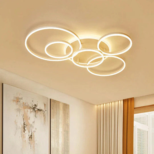 Modern Ceiling Lights For Living Room Circle Gold Brown Led Plafon Decor Bedroom Lamps Fixture With