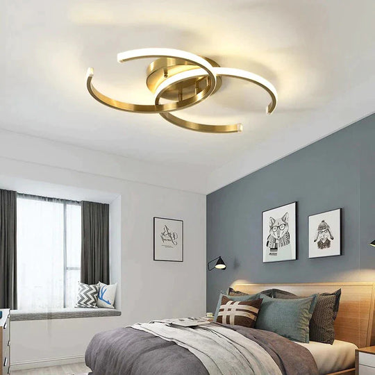 Modern Changeable Led Ceiling Lamp Living Room Copper Lights Bedroom Kitchen Fixtures Lighting With