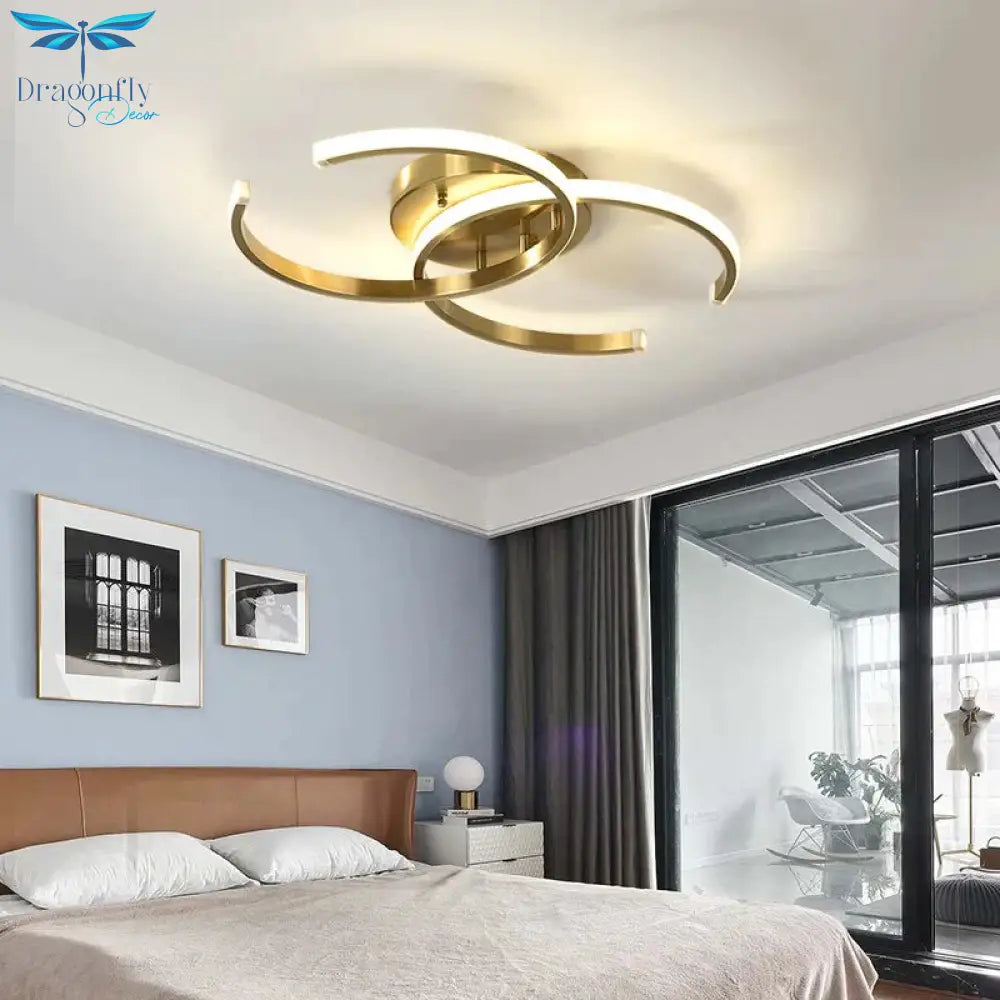 Modern Changeable Led Ceiling Lamp Living Room Copper Lights Bedroom Kitchen Fixtures Lighting With