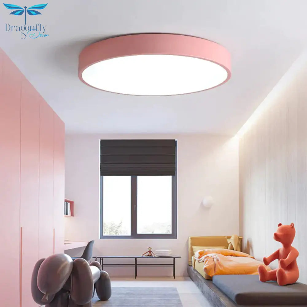 Modern Colorful Macaron Round Led Ceiling Light Kids Room Lamparas De Techo Lustre Lamp