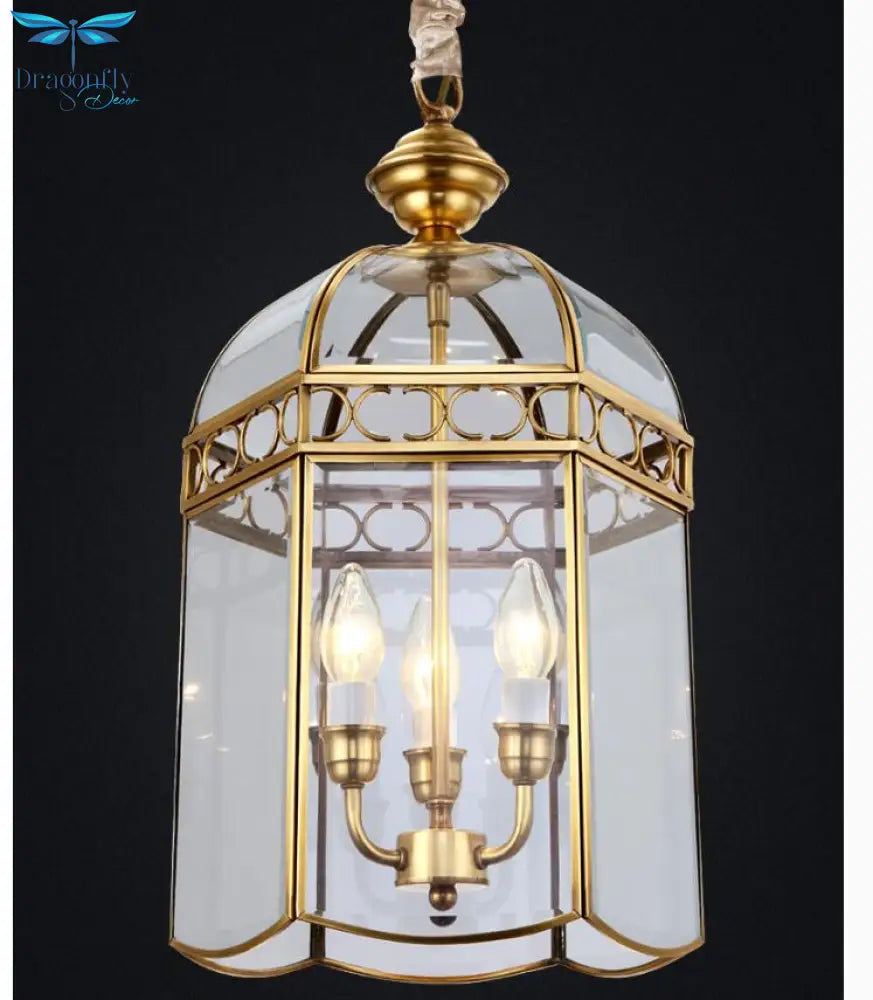 Modern Copper Pendant Lights D26Cm Brass Lamp 3Lights Vintage 100% Glass Ac110V/260V Shade Light
