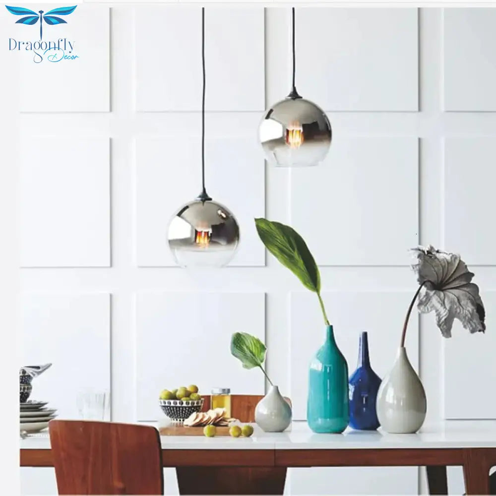 Modern Creative Personality Ball Glass E27 Led Pendant Lamp For Dining Room Living Bedroom Study