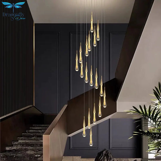Modern Crystal Led Chandelier Lighting Hanglamp Drop Light Restaurant Bar Staircase Lamp Loft Art