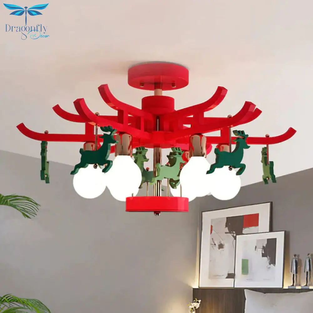Modern Deer Hanging Chandelier Metal Ceiling Lamp For Living Room