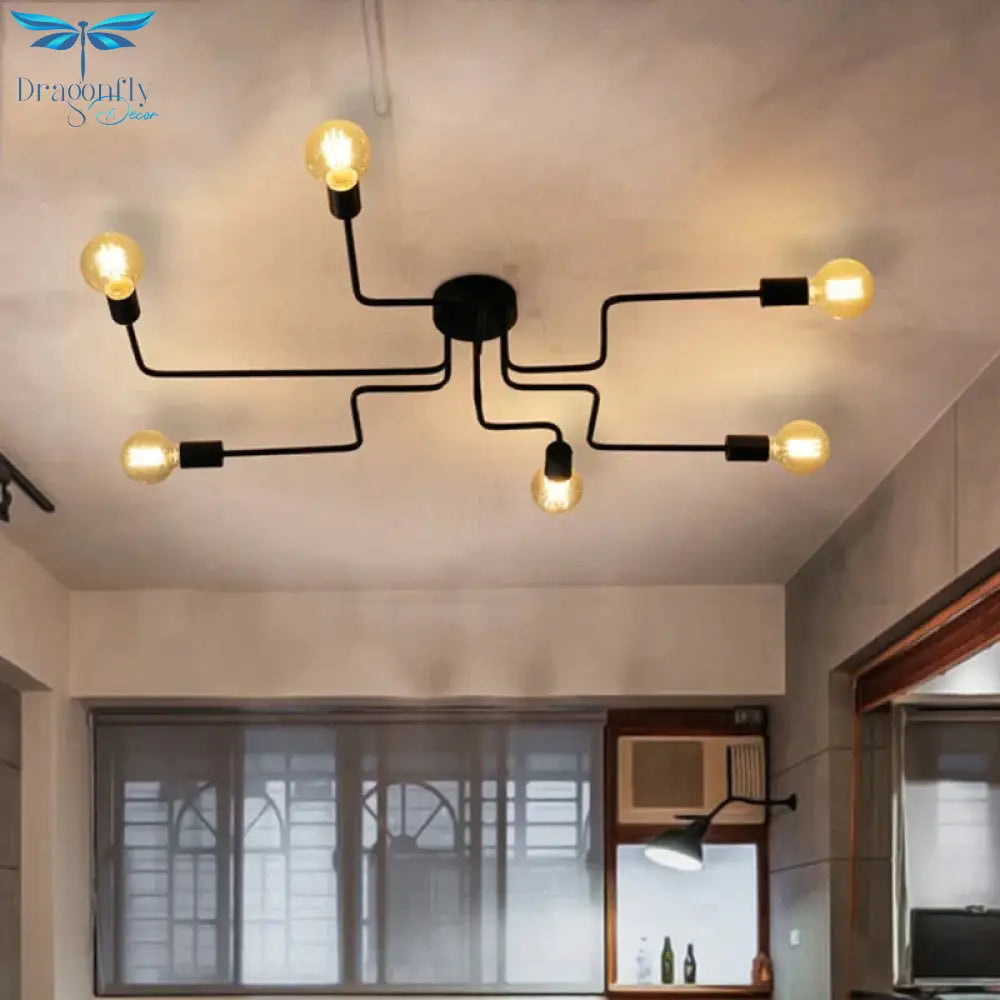 Modern Europe Creative Simple Iron Industrial Ceiling Lamp Led E27 Light For Bedroom Living Room