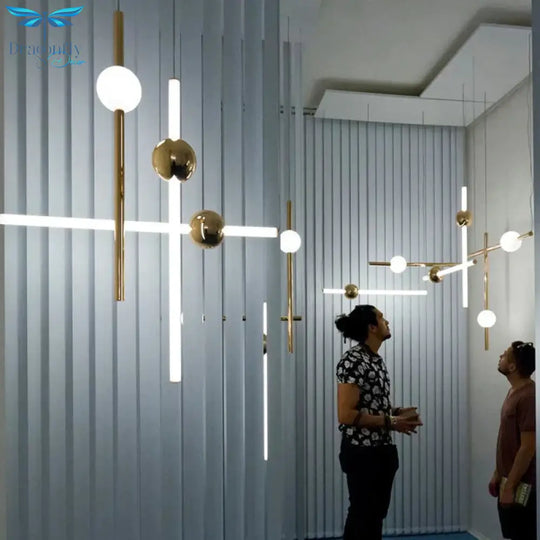 Modern Glass Metal Ball Pendant Lights Luminaria Cylinder Pipe Industrial Lamp Hanglamp Lustre
