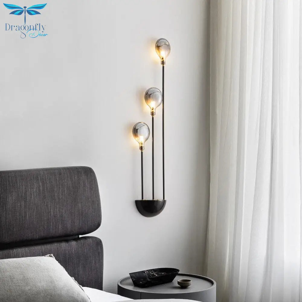 Modern Gray Glass G4 Wall Lamp Gold Black Copper Bedroom Living Room Aisle Dining Minimalist