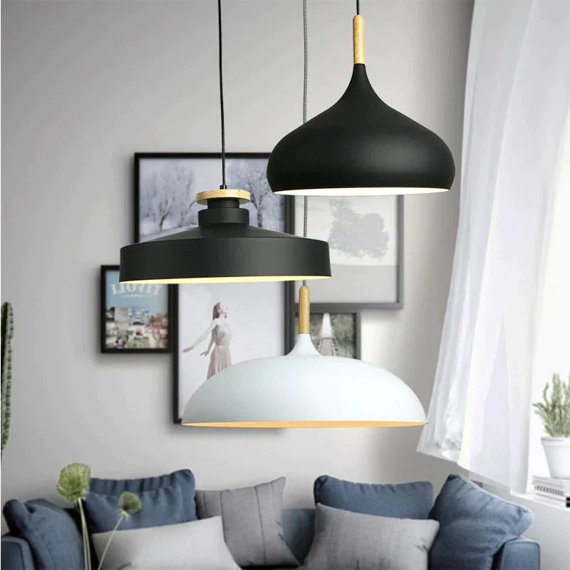 Modern Hanging Ceiling Lamps Wood Aluminium E27 Pendant Lights Dining Room Table Bedside Kitchen