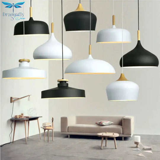 Modern Hanging Ceiling Lamps Wood Aluminium E27 Pendant Lights Dining Room Table Bedside Kitchen
