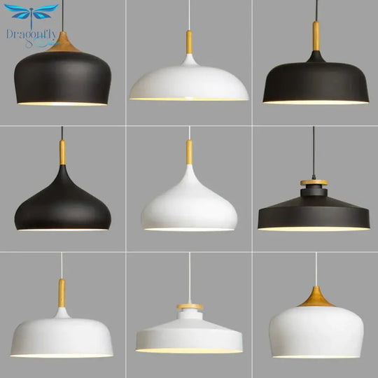 Modern Hanging Ceiling Lamps Wood Aluminium E27 Pendant Lights Dining Room Table Bedside Kitchen
