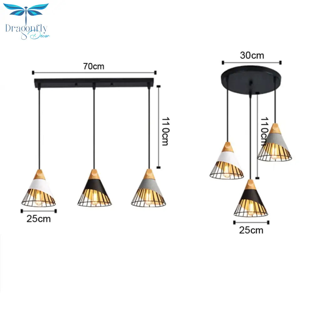 Modern Industrial Lamp Loft Wood Pendant Lights Nordic Iron Hanging Kitchen Bedroom Dining Room