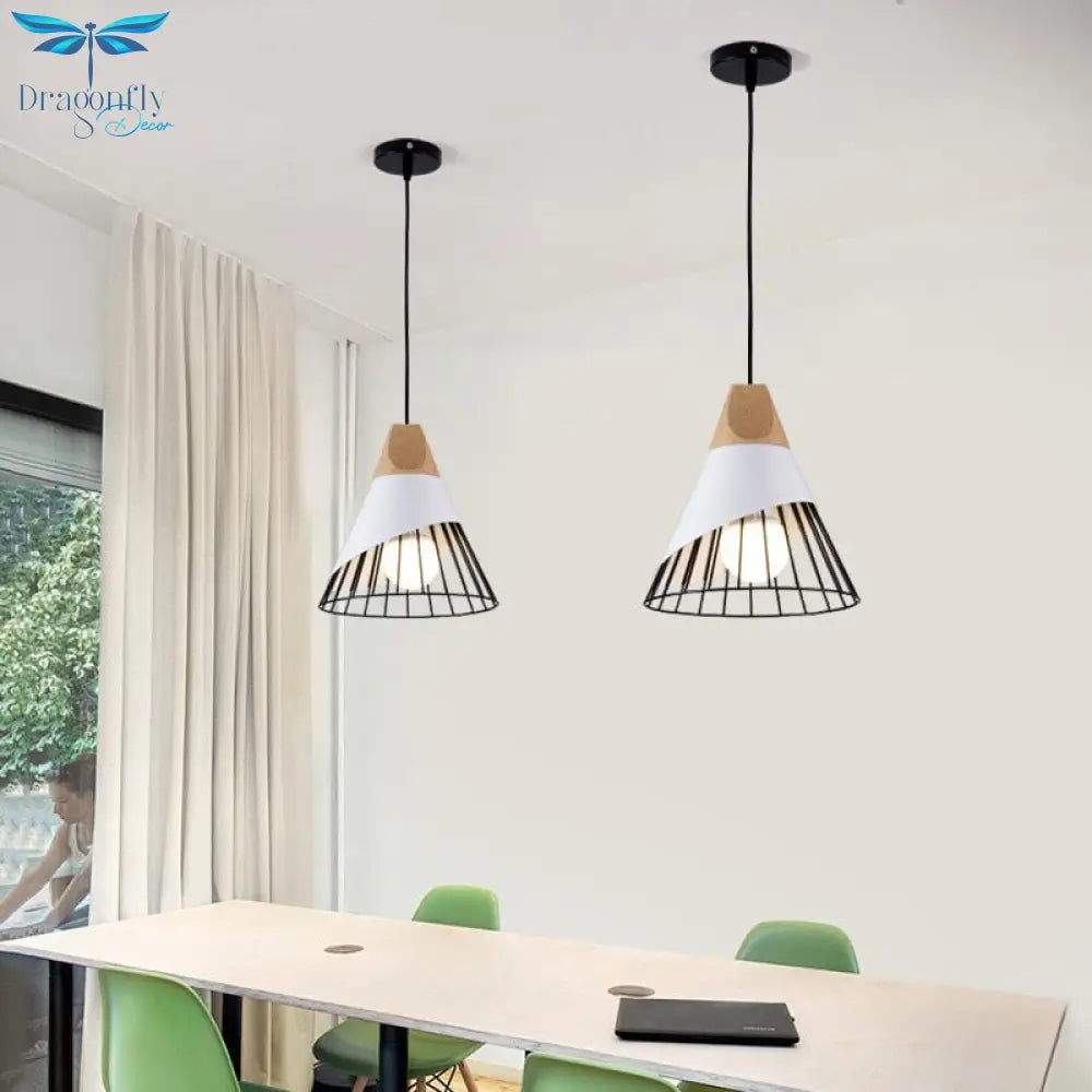 Modern Industrial Lamp Loft Wood Pendant Lights Nordic Iron Hanging Kitchen Bedroom Dining Room