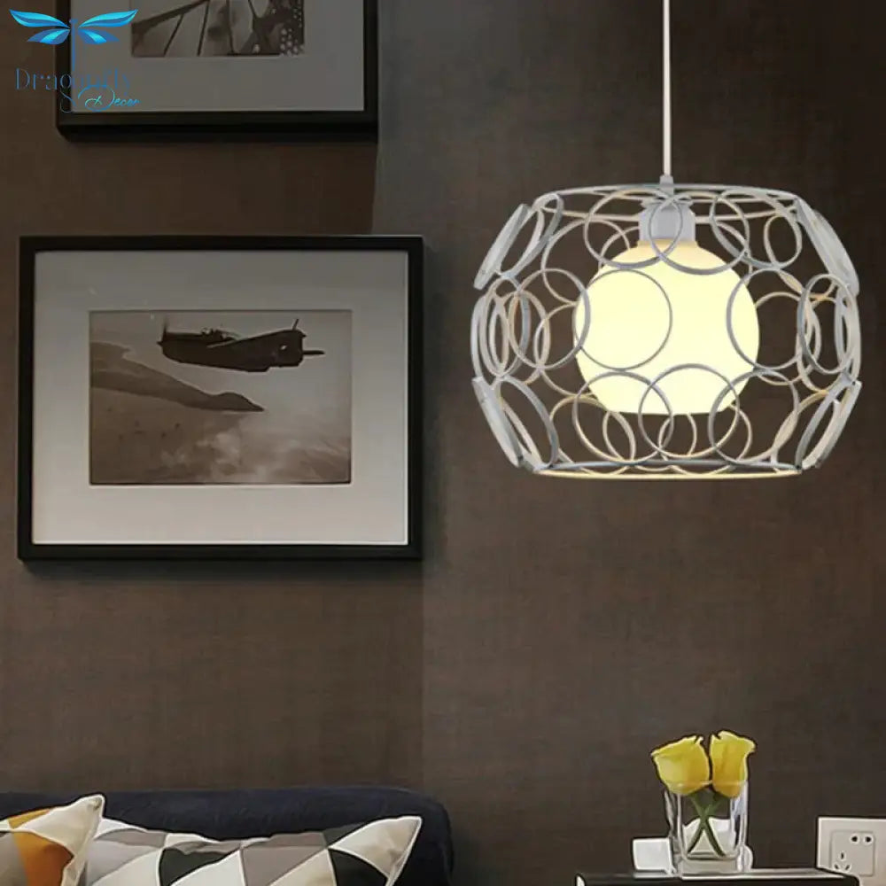 Modern Iron Painted Minimalist Corrugated Lampshade Pendant Lamp E27 Led Light For Living Room