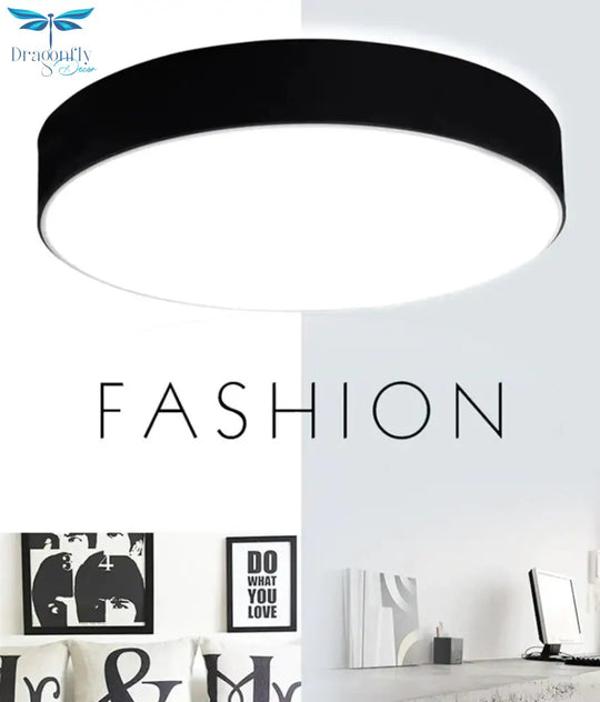Modern Iron Round Black White Led Ceiling Lights For Living Room Bedroom Indoor Lamps