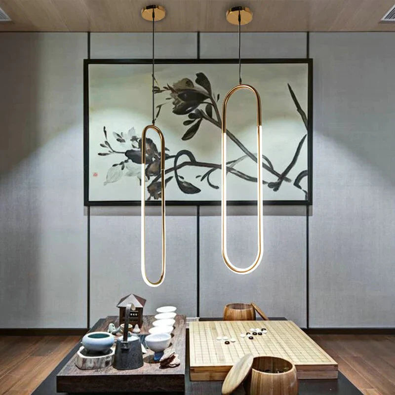 Modern Iron U Style Gold Pendant Lights Energy Saving Tube Lustre Luminaire Suspension Light