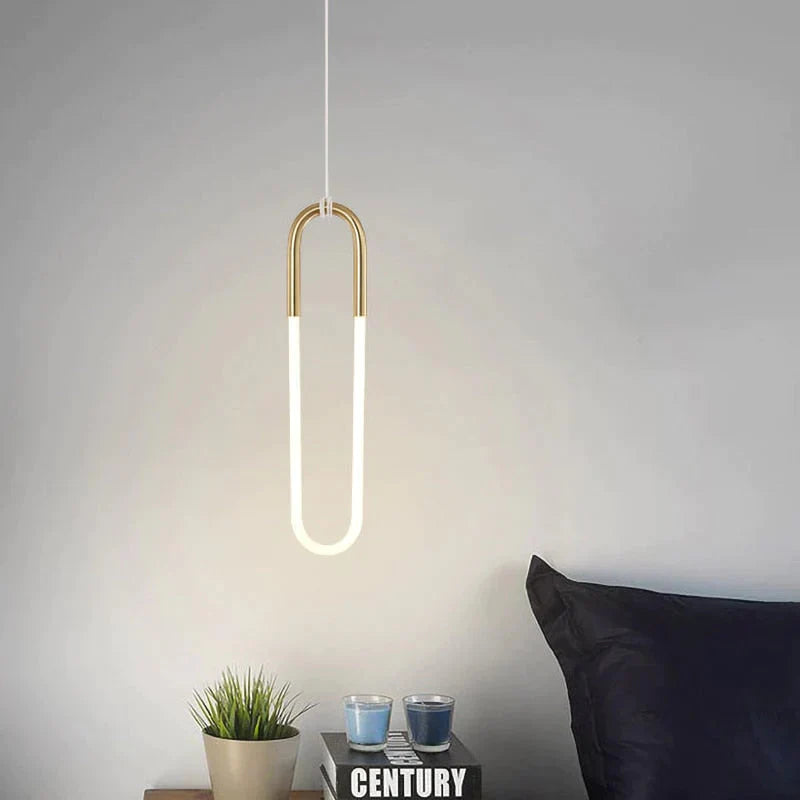 Modern Iron U Style Gold Pendant Lights Energy Saving Tube Lustre Luminaire Suspension Light