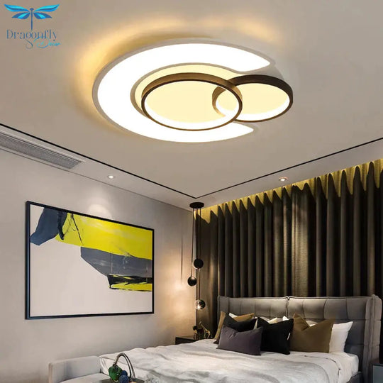 Modern Led Ceiling Light Round Simple Decoration Rc Dimmable Fixtures For Dining Bed Living Room