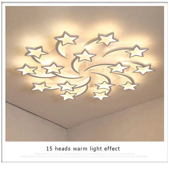 Modern Led Chandelier Art Deco Room Indoor Lamp White Star For Living Dining Bedroom Kid’s