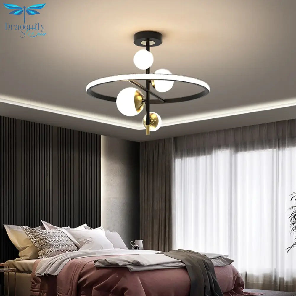 Modern Led Chandelier For Living Room Bedroom Study Room 90 - 260V Indoor Chandelier Fixtures Black