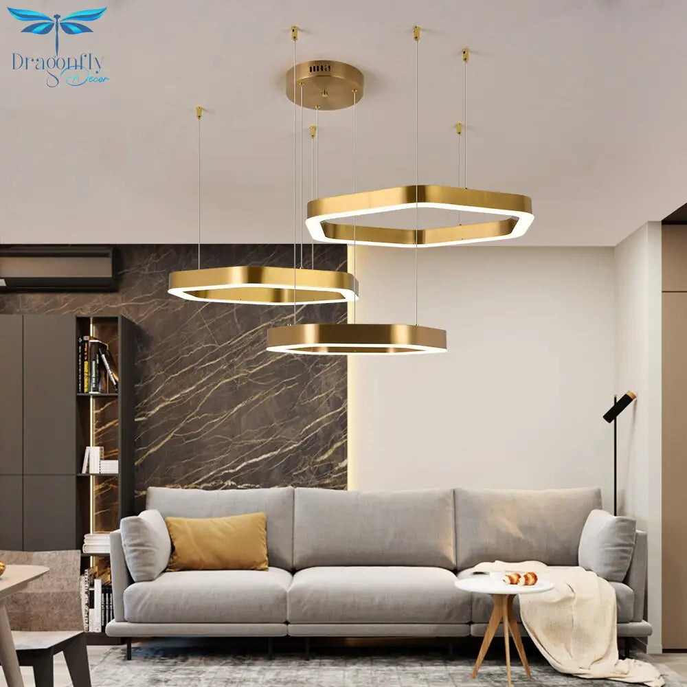 Modern Led Chandelier Gold Living Room Lamp Luxury Creative Stainless Shop Light Fixture
