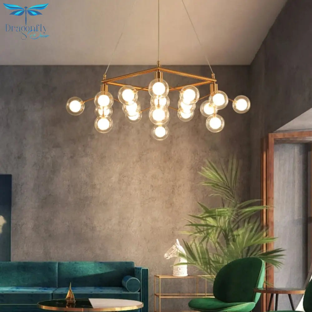 Modern Led Chandelier Lighting Ac90V - 260V Living Room Restaurant Transparent Glass Ball Pendant