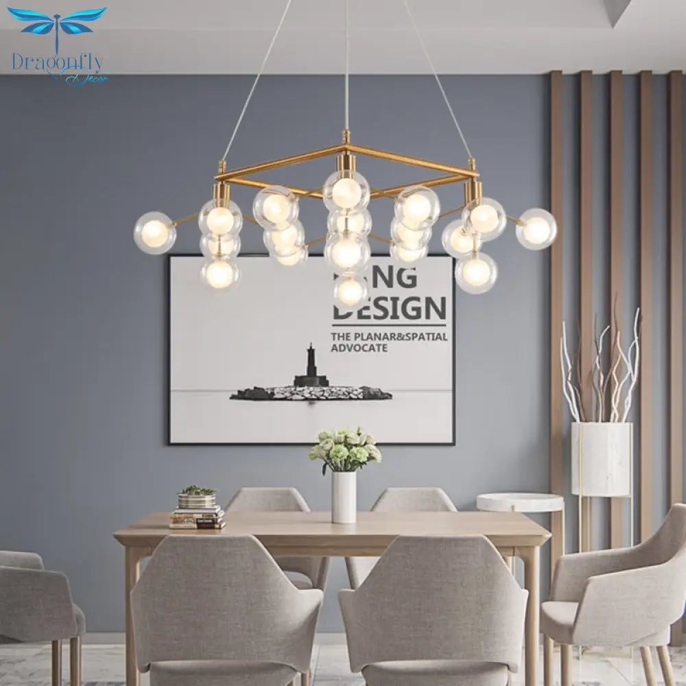 Modern Led Chandelier Lighting Ac90V - 260V Living Room Restaurant Transparent Glass Ball Pendant