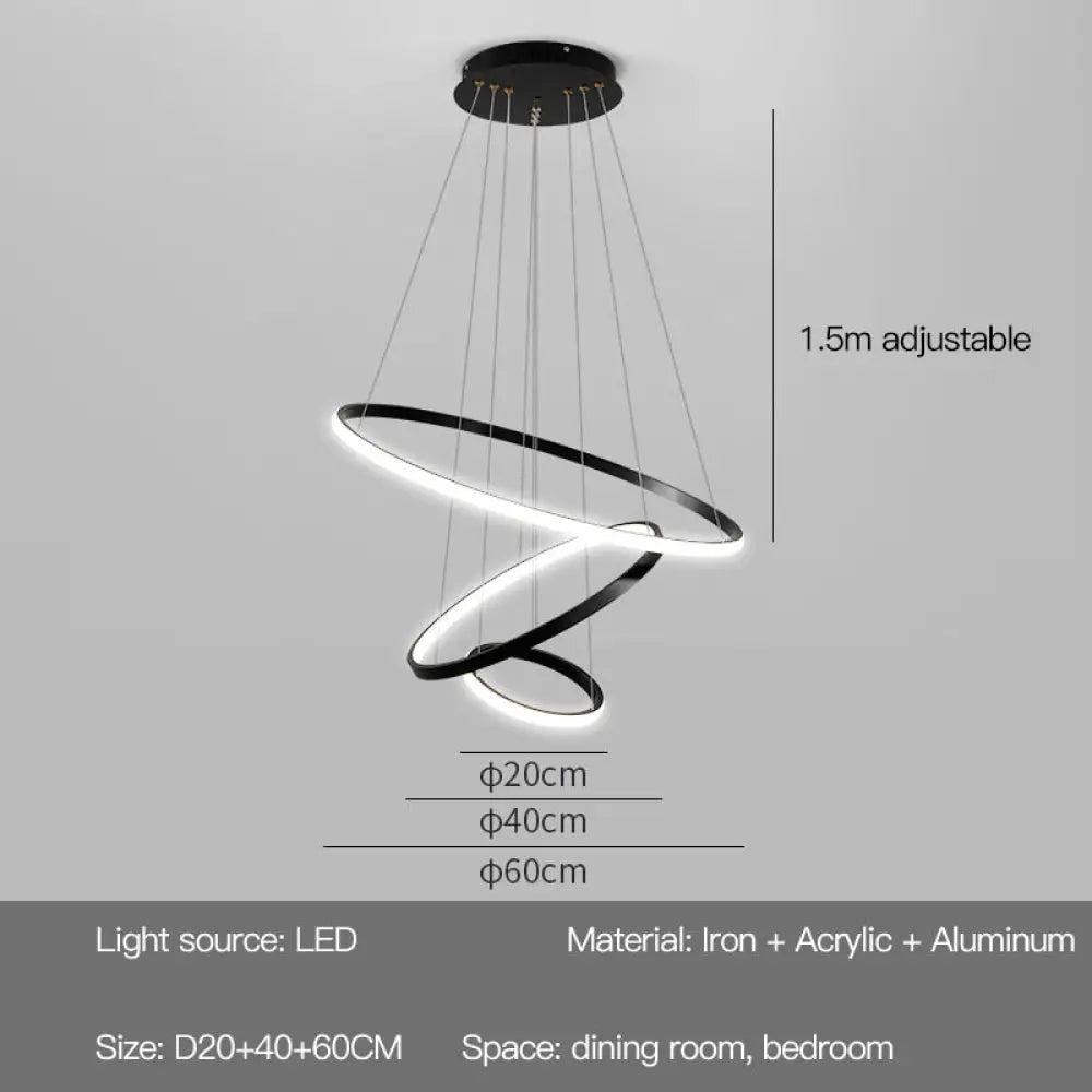 Modern Led Chandelier With Spotlight For Living Dining Room Kitchen Black Simple Pendant Lamps