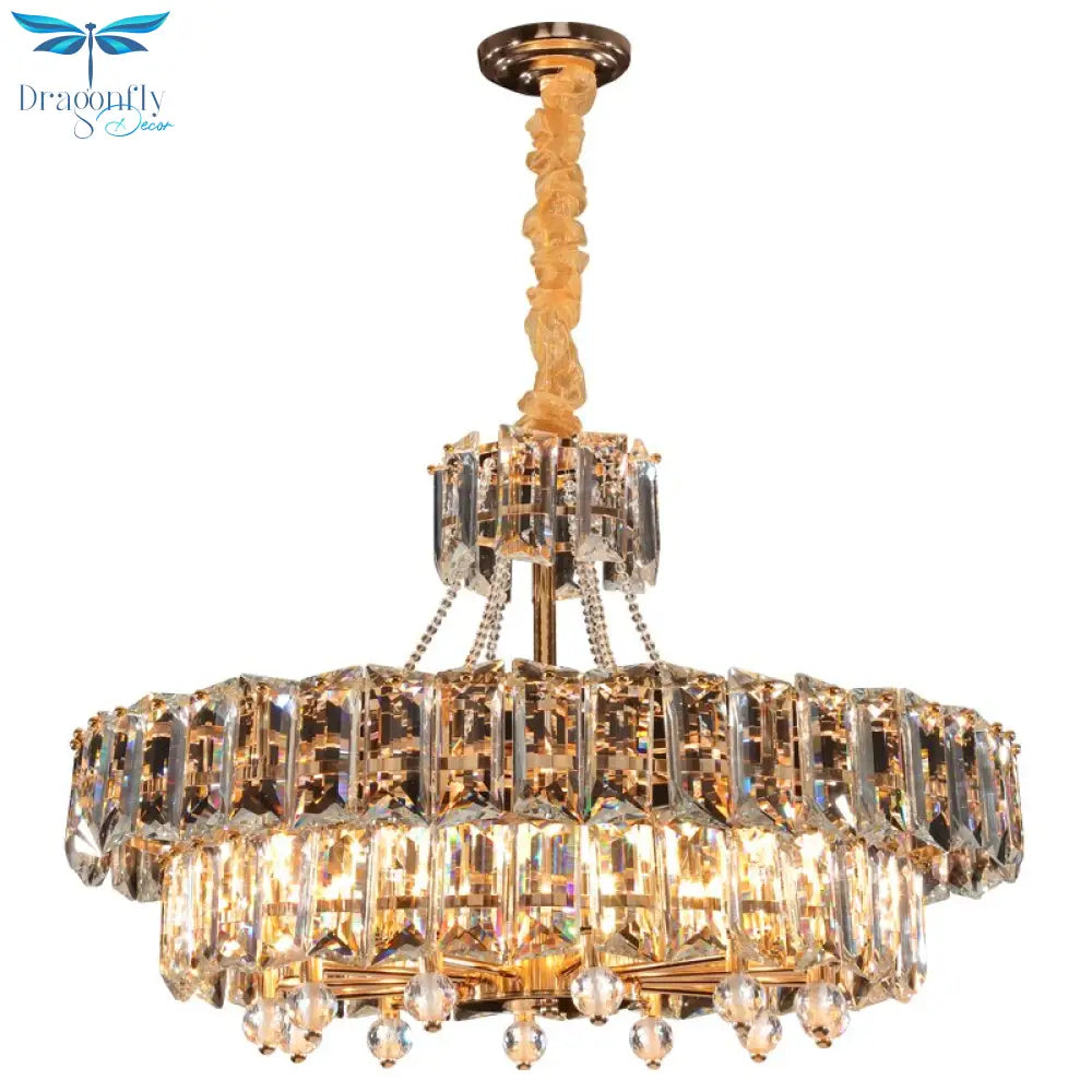 Modern Led Crystal Chandelier Lighting Living Room Luster Round Rectangle Golden Indoor Chandelier