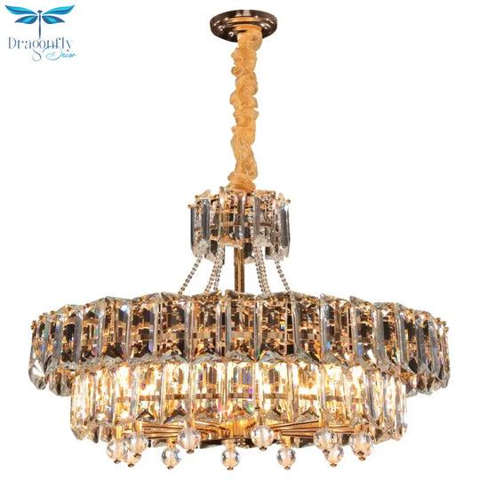 Modern Led Crystal Chandelier Lighting Living Room Luster Round Rectangle Golden Indoor Chandelier