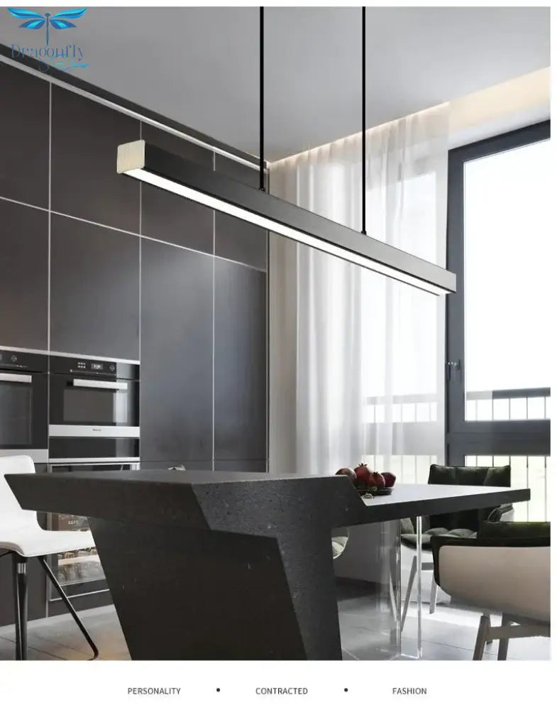 Modern Led Dining Room Chandelier Lighting Nordic Restaurant Long Hanging Lights Office Fixtures